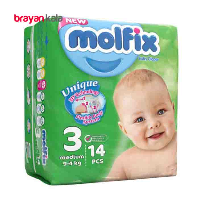 عکس اصلی پوشک مولفیکس سایز 3 (medium) بسته 14 عددی